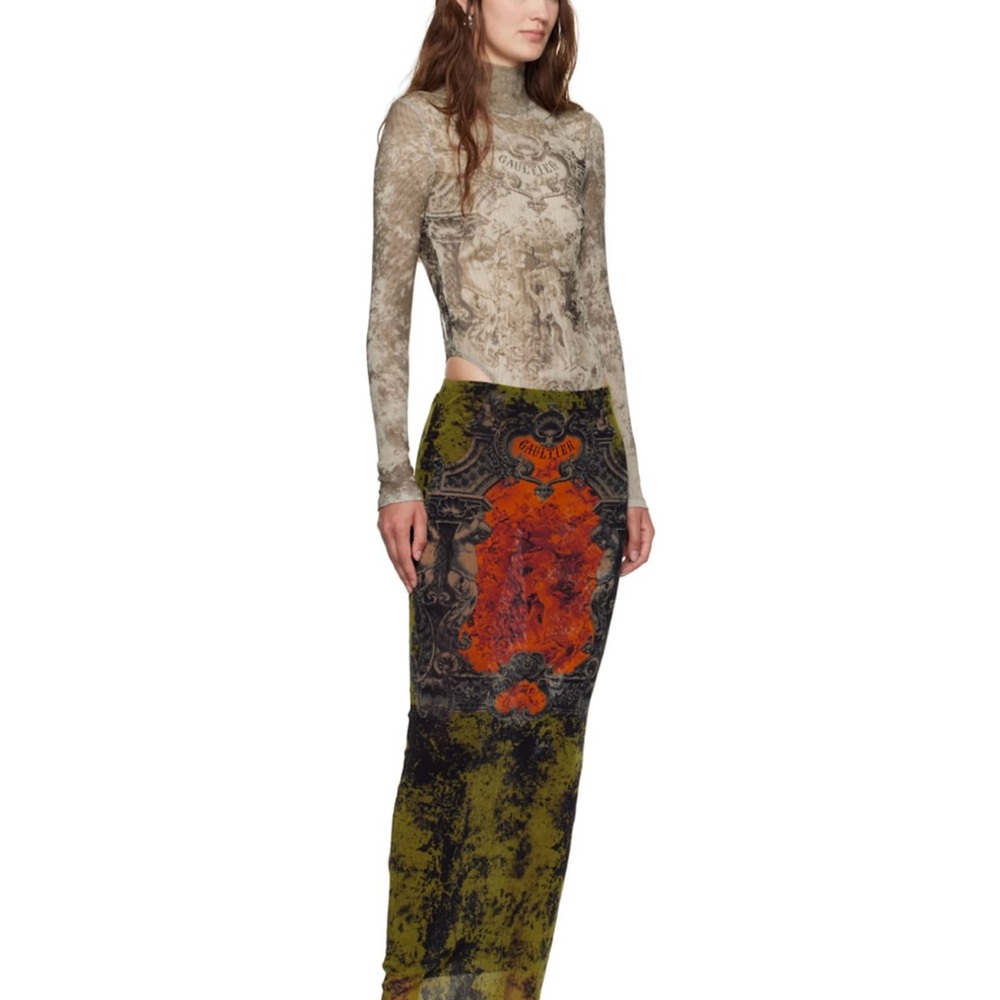 Jean Paul Gaultier Orange and Black Maxi Skirt - Picture 4 of 8